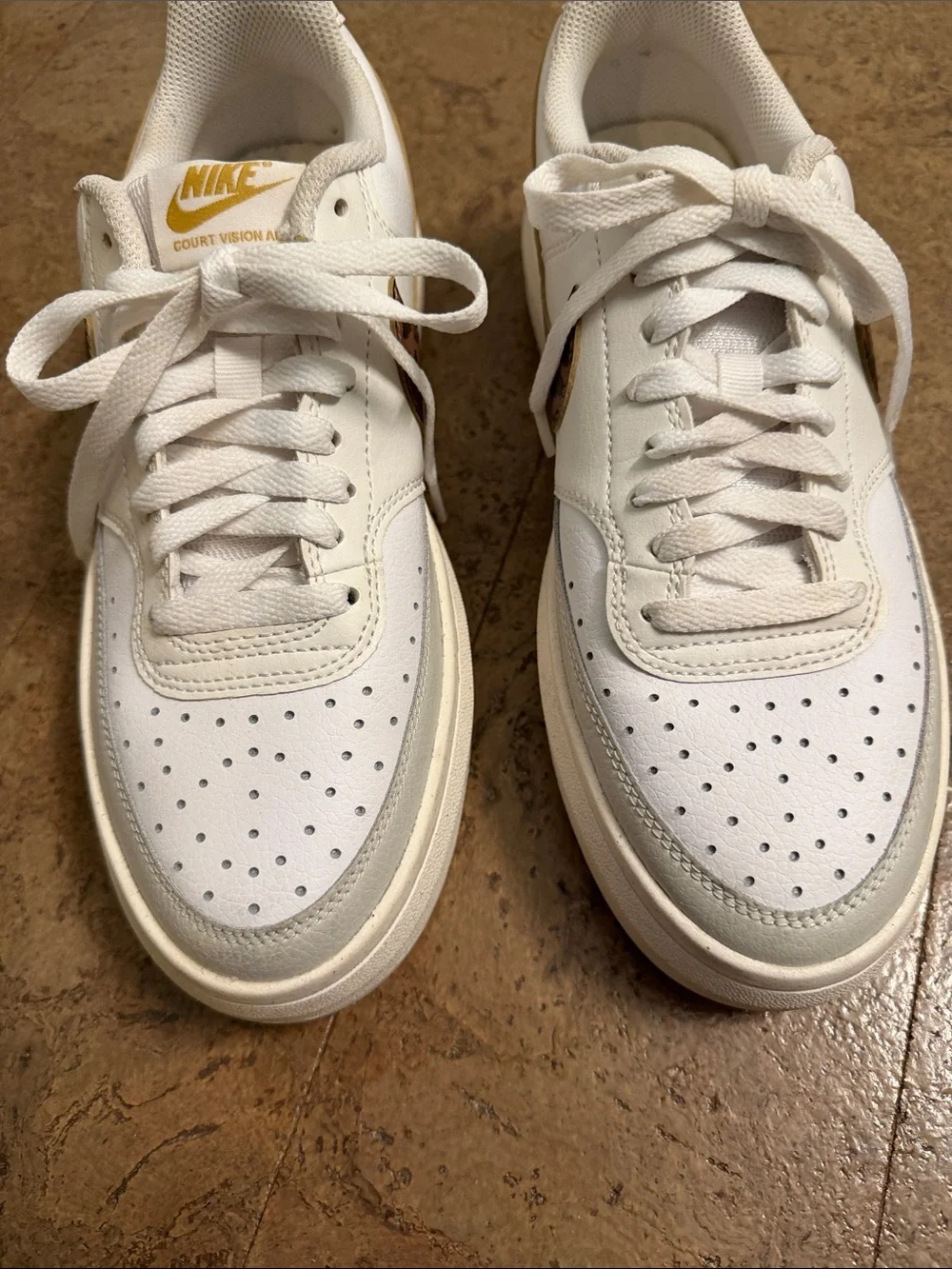 NEW Nike White Sneakers with Leopard-Print Swoosh